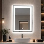 Plantex Metal LED Wall Mirror with Triple-Tone/Touch Mirror for Bedroom/Dressing Room/Living Room - Rectangle Shape (18 X 24 Inch)