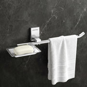 Plantex 304 Grade Stainless Steel Soap Dish/Soap Stand/Napkin Ring/Holder/Towel Hanger for Bathroom/Bathroom Accessories - Crystal (Chrome)