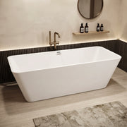 Plantex Freestanding Bathtub for Bathroom/Acrylic Bath tub for Adults/Deep Soaker Bathtub with Overflow, Popup and Drain Pipe (BSM-209-White-1700mm)