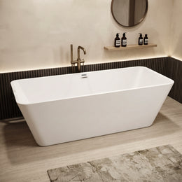 Plantex Freestanding Bathtub for Bathroom/Acrylic Bath tub for Adults/Deep Soaker Bathtub with Overflow, Popup and Drain Pipe (BSM-209-White-1700mm)