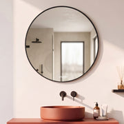 Plantex Aluminium Frame Mirror for Wall/Round Wall Mount Mirror for Bedroom/Dressing Room/Living Room/Entryway - (20 Inch-Black)