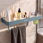 Plantex 4in1 Shelf for Bathroom/Aluminium and Acrylic Shelf with Tumbler Holder, Liquid Soap Dispenser and Napkin Space/Bathroom Organizer with Drill-Pack of 1(Grey and Milky White)