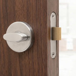 Plantex Bathroom Indicator with Lock/Stainless Steel Red and Green Indicator Keyless Door Lock/Round Toilet Partition Door Lock - Pack of 1 (Matt)