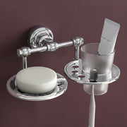 Plantex Platinum Stainless Steel 304 Grade Skyllo 2in1 Soap Dish with Tumbler Holder/Soap Stand/Tooth Brush Holder/Bathroom Accessories(Chrome) - Pack of 1