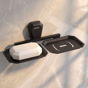 Plantex Double Soap Dish for Bathroom/304 Grade Stainless Steel Dual Soap Holder/Soap Case/Soap Stand/Bathroom Accessories - Pack of 1 (PMB-2408, Z-Black)