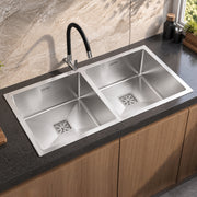 Plantex Heavy Duty Stainless Steel Double Bowl Sink for Kitchen/Handmade Kitchen Sink with 25 Years Warranty by Plantex/Sink with Coupling, Hose Pipe and Drying Rack (Silver Matt - 37x18x9 Inches)