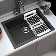 Plantex Quartz Acrylic Kitchen Sink With 10 Years Warranty/Undermount Sink For Kitchen/Metalic Single Bowl Kitchen Sinks With Coupling (Siapan-24X18 Inches), Metallic, Black