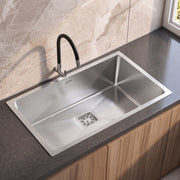 Plantex Premium Stainless Steel Kitchen Sink/Heavy-Duty Sink for Kitchen with 25 Years Warranty by Plantex/Single Bowl Sink with Square Coupling, Hose Pipes and Drain Racks (Matt- 30 x 18 x 9 Inches)