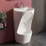 Plantex Ceramic Wudu Basin for Bathroom/Premium One Piece Basin/Ablution with Leg Wash/Free Standing Pedestal Wash Basin (White)