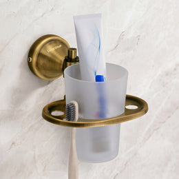 Plantex 304 Grade Stainless Steel Toothbrush Holder/ABS Tumbler Stand for Bathroom and Wash Basin/Bathroom Accessories - Niko (Antique)