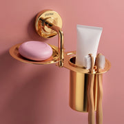 Plantex Daizy Gold Toothbrush/Paste and Tumbler Holder for Bathroom and Wash Basin (304 Stainless Steel)