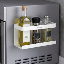 Plantex Carbon Steel Refrigerator Side Storage Rack/Magnetic Shelf for Fridge/Kitchen Rack Organiser/Spice Rack - (White)