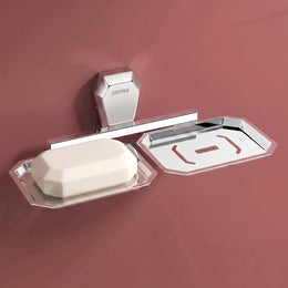 Plantex Double Soap Dish for Bathroom/304 Grade Stainless Steel Dual Soap Holder/Soap Case/Soap Stand/Bathroom Accessories - Pack of 1 (PM-2408, Chrome)