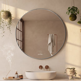 Plantex Frameless Round Mirror with Beveled Smooth Edges/Wall Mirror for Bathroom/Dressing Room/Living Room/Bedroom/Entryway (24 Inch)