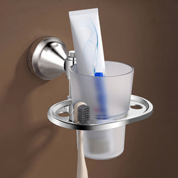 Plantex 304 Grade Stainless Steel Tumbler Holder/ABS Material Tooth Brush Holder/Tumbler Stand for Bathroom Accessories - Niko (Chrome)