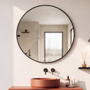 Plantex Aluminium Frame Mirror for Wall/Round Wall Mount Mirror for Bedroom/Dressing Room/Living Room/Entryway - (24 Inch-Black)