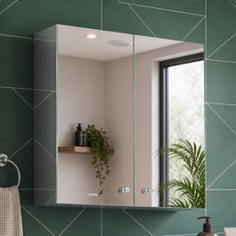 Plantex Planet Premium Bathroom Cabinet with Mirror/ 304 Stainless Steel Bathroom Mirror with Storage/Shelf for Wall with Mirror (18x18 Inch-Chrome)