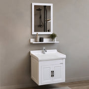 Plantex Wash Basin with Cabinet Full Set/Unbrekable Bathroom Vanity & Washbasin Set/Basin Cabinet for Bathroom with Mirror (White)