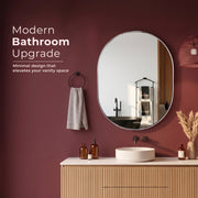 Plantex Frameless Mirror for Bathroom/Dressing Room/Living Room/Bedroom/Entryway - Capsule Shape (18 X 24 Inch)