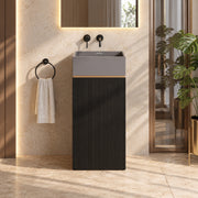 Plantex Acrylic Resin & Quartz Matt Pedestal Basin For Bathroom/One Piece Pedestal Free Standing Square Wash Basin For Living Room/Hotel (Grey & Black)