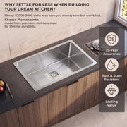 Plantex Premium Stainless Steel Kitchen Sink/Heavy-Duty Sink for Kitchen with 25 Years Warranty by Plantex/Single Bowl Sink with Square Coupling, Hose Pipes and Drain Racks (Matt- 30 x 18 x 9 Inches)