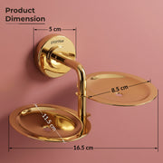 Plantex 304 Grade Stainless Steel Double Soap Holder for Bathroom/Soap Dish/Soap Stand for Bathroom Wall/Bathroom Accessories - Daizy (Golden)