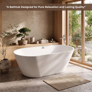 Plantex Freestanding Bathtub for Bathroom/Bath tub for Adults/Deep Soaker Bathtub with Overflow, Popup and Drain Pipe (BSM-203-White-1500mm)