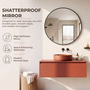 Plantex Aluminium Frame Mirror for Wall/Round Wall Mount Mirror for Bedroom/Dressing Room/Living Room/Entryway - (24 Inch-Black)