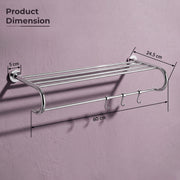 Plantex 304 Grade Stainless Steel Bathroom Towel Hanger/Towel Rack with Towel Rod/Towel Holder/Bathroom Accessories - Daizy (24-inch) Chrome