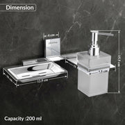 Plantex 304 Grade Stainless Steel Soap Dish with Liquid Soap Dispenser/Holder for Bathroom & Lavatory/Bathroom Accessories (Chrome)