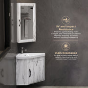 Plantex Glass, Ceramic, HPP Unbrekable Wall Mount Vanity Cabinet with Washbasin and Mirror/Corner Basin with Cabinet for Bathroom - (484, White)