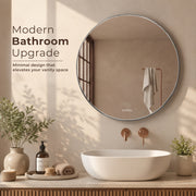 Plantex Frameless Round Mirror with Beveled Smooth Edges/Wall Mirror for Bathroom/Dressing Room/Living Room/Bedroom/Entryway (24 Inch)