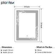 Plantex Mirror with Light with 3 Tone/Designer Mirror for Living Room/Bedroom/Dressing Room - Rectangle Shape (18 X 24 Inch)