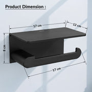 Plantex Space Aluminium Toilet Paper Holder with Mobile Stand/Tissue Paper Roll Holder/Toilet Roll Holder for Bathroom Accessories (Black)