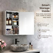 Plantex Bathroom Mirror Cabinet/304 Stainless Steel Bathroom Cabinet with Mirror/Bathroom Storage Cabinet/Wall Mounted Mirror Bathroom Cabinet (12x18 Inch-Chrome)