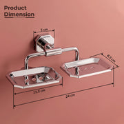 Plantex 304 Grade Stainless Steel Dual Soap Holder/Soap Stand/Soap Dish/Bathroom Accessories - Nipron (Chrome)
