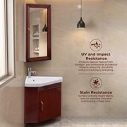 Plantex Vanity Set for Bathroom/Wall Mount Vanity Cabinet with Washbasin and Mirror/Corner Washbasin with Unbrackable Cabinet Full Set/Bathroom Accessories - (461, Brown)
