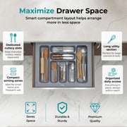 Plantex Cutlery Tray for Kitchen Drawer/Cutlery Cosmetic Stationary Organizer/Cabinet Cutlery Tray Organizer for Modular Kitchen - (Grey-21 X 18.5 INCH)