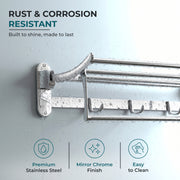 Plantex Stainless Steel Towel Holder in Bathroom/Cloth Hanger for Wall/Towel Rack/Bathroom Accessories (18 Inch - Chrome)