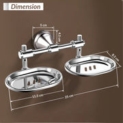 Plantex Stainless Steel 304 Grade Niko Double Soap Holder for Bathroom/Soap Dish/Bathroom Soap Stand/Bathroom Accessories(Chrome) - Pack of 1