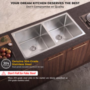 Plantex Stainless Steel 304 Grade Double Bowl Sink for Kitchen/Handmade Steel Kitchen Sink with 7 Years of Warrenty by Plantex/Sink with All Fitting & Drying Rack Included(Silver Matt-37x18 Inches)