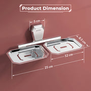 Plantex Double Soap Dish for Bathroom/304 Grade Stainless Steel Dual Soap Holder/Soap Case/Soap Stand/Bathroom Accessories - Pack of 1 (PM-2408, Chrome)