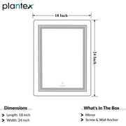 Plantex LED Mirror for Bathroom with 3 Tone/Designer Mirror for Living Room/Bedroom/Dressing Room - Rectangle Shape (18 X 24 Inch)