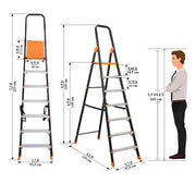 Plantex Allsafe Aluminium Step Ladder for Home/7 Step Anti Skid Ladder/Wide Step Ladder (Black & Orange))