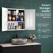 Plantex Planet Premium Bathroom Cabinet with Mirror/ 304 Stainless Steel Bathroom Mirror with Storage/Shelf for Wall with Mirror (18x18 Inch-Chrome)