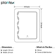 Plantex LED Bathroom Mirror with 3 Tone/Designer Mirror for Living Room/Bedroom/Dressing Room - Rectangle Shape (18 x 24 Inch) - Wall-Mounted