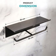 Plantex Dual Toilet Paper Holder for Bathroom/GI Steel Tissue Paper Roll Holder with Mobile Stand/Toilet Paper Roll Holder/Bathroom Accessories - (Black)