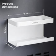 Plantex Carbon Steel Magnetic Shelf For Kitchen/Fridge Organizer Spice Rack/Shelf For Refrigerator - Wall Mount & Railing Mount, Floating Shelves (White)