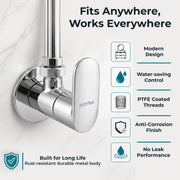 Plantex Pure Brass Single Lever Angle Cock for Bathroom/Wash Basin/Single Way Cock with Teflon Tap for Kitchen/Kitchen and Bathroom Accessories (OCE-1304, Chrome)