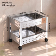Plantex Vegetable Trolley with Wheels/Onion Potato Rack for Kitchen/Vegetable Storage Rack/Stainless Steel Kitchen Organizer/Fruit Basket (Silver)